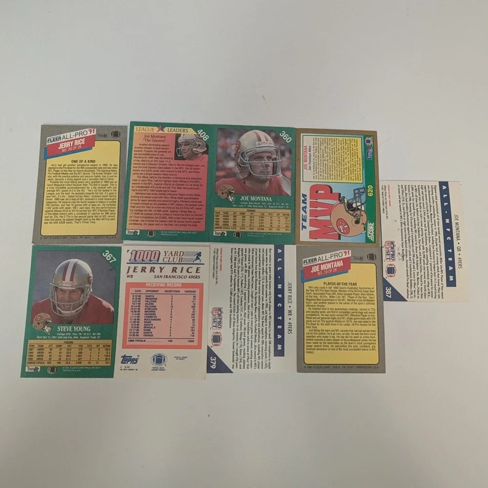 San Francisco 49ers Joe Montana Jerry Rice Steve Young Card Lot Score Pro Set